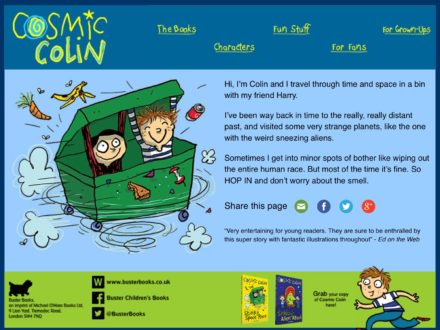 Cosmic Colin publishing mini-site for Buster Books